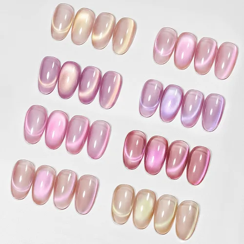 Miniatura 14 de MIZHSE Esmalte de uñas de gel de ojo de gato de 8 colores, juego de esmaltes de gel magnético con purpurina con barra magnética, holográfico Gel
