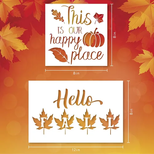 Miniatura 2 de 8 plantillas de pintura de otoño y otoño, plantillas de dibujo de Acción de Gracias, plantillas de plástico para manualidades, decoración del hogar