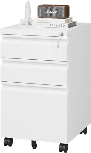 Miniatura 10 de PEUKC Archivador de 2 cajones con cerradura, archivador de metal debajo del escritorio para tamaño carta/legal/A4 para oficina en casa, archivadores