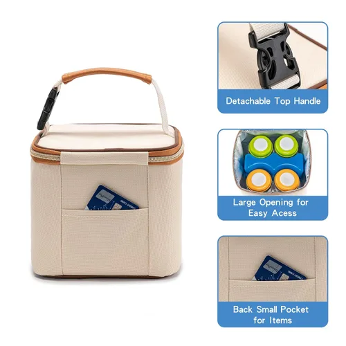 Miniatura 4 de Bolsa enfriadora de leche materna con paquete de hielo, se ajusta a 4 biberones de hasta 5 onzas, bolsa enfriadora de biberones ideal para madres