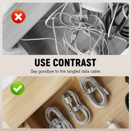 Miniatura 6 de Organizador de cables de datos, organizadores de auriculares de silicona actualizados 2025, organizador de cables reutilizable, organizador