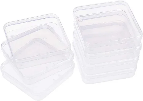 Miniatura 12 de BENECREAT Paquete de 24 contenedores cuadrados de plástico transparente de 1.38 x 1.38 x 0.7 pulgadas, con tapa para artículos, tapones