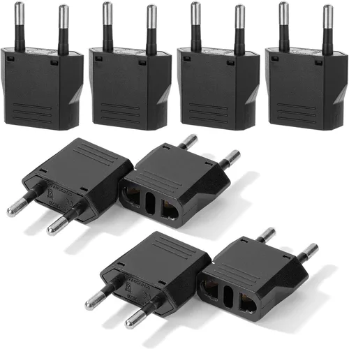 Miniatura 16 de Bates - Adaptador de enchufe europeo, 3 piezas, negro, adaptador de viaje, adaptador de enchufe de EE. UU. a Europa, adaptador de la UE, adaptadores