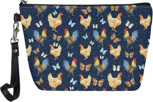 Miniatura 6 de Bigcardesigns Bolsa de maquillaje organizadora de cosméticos con asa para mujeres y señoras de viaje, portátil, bolsa de inodoro de piel sintética
