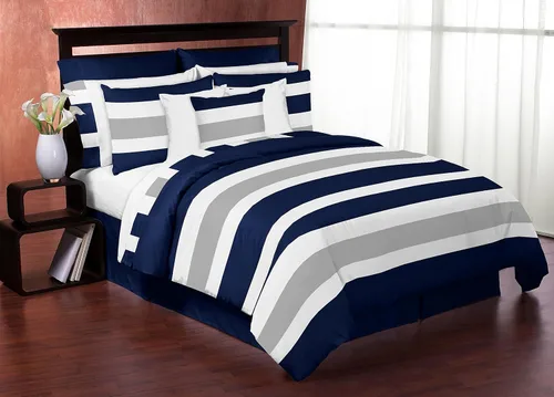 Miniatura 6 de Sweet Jojo Designs Juego de 2 fundas de almohada decorativas de color azul marino y gris para niño y niña, unisex, de género neutro, para sofá