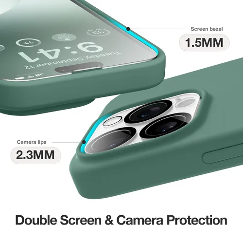 Miniatura 896 de GONEZ Funda de silicona para iPhone 15 Pro Max, compatible con Magsafe, protector de cámara + protector de pantalla, forro de microfibra suave