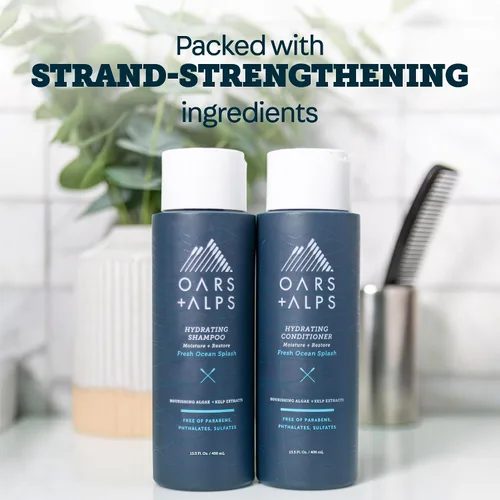 Miniatura 5 de Oars + Alps Juego de champú y acondicionador para el cabello sin sulfato para hombres y mujeres, infundido con extractos de algas y algas, nutritivo