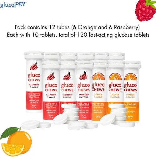 Miniatura 2 de Glucochews - Tabletas mixtas de glucosa – 120 unidades (10 por tubo, 12 tubos de tamaño de bolsillo) 0.13 oz de glucosa de acción rápida cada uno
