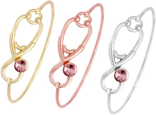 Miniatura 20 de Estetoscopio Caduceus Doctor Enfermera Encanto Bangle Pulseras para RN graduación regalo