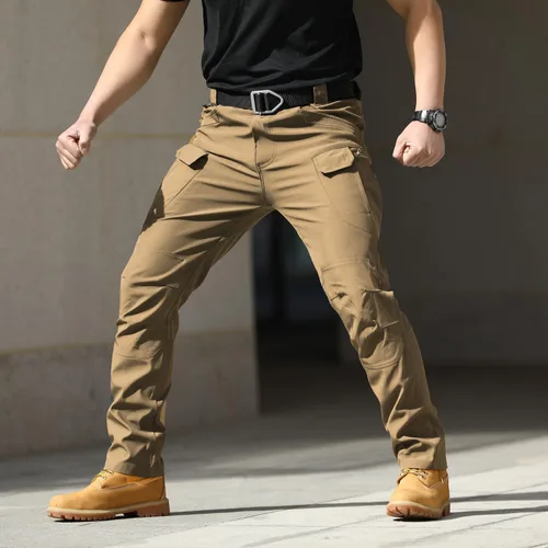Miniatura 3 de FLYFIREFLY Pantalones de senderismo para hombre, ligeros, impermeables, pantalones tácticos con múltiples bolsillos (sin cinturón)