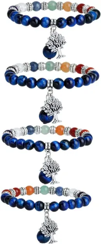 Miniatura 3 de TUMBEELLUWA Pulseras de cuentas de piedra semipreciosa, cuentas de yoga, cristales curativos, árbol de la vida, pulsera de chakras, joyería hecha a