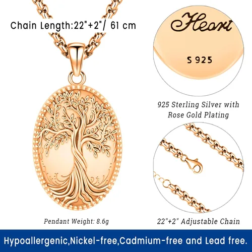 Miniatura 2 de Eusense Collar con medallón que sostiene imágenes de plata de ley 925 con medallón de fotos para mujeres y hombres, dorado