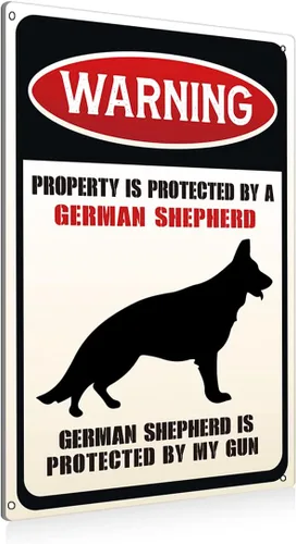 Miniatura 14 de BEASTZHENG Letreros de metal divertidos de advertencia de perro para decoración de pared, propiedad está protegida por un beagle está protegido por