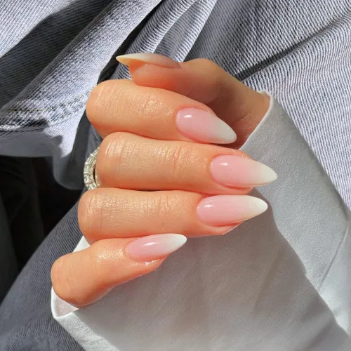Miniatura 21 de Uñas postizas a presión azul real - Forma de almendra, longitud media, acrílicas neutrales reutilizables para mujeres y niñas - Uñas postizas