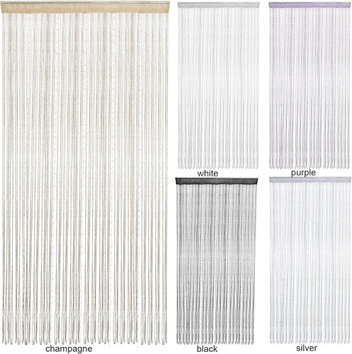 Miniatura 6 de Cortinas de cadena con cuentas plateadas para puertas de 36 x 77 pulgadas, cortina de cuentas con borlas de cristal para colgar en la puerta