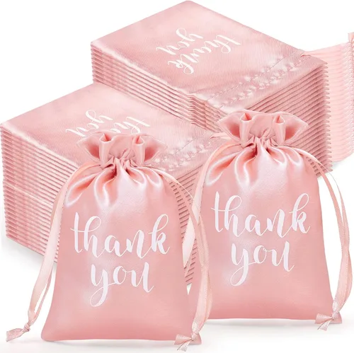 Roowest 100 bolsas de regalo de satén con cordón de agradecimiento para joyas, bolsas de dulces para boda, despedida de soltera, baby shower, bolsa