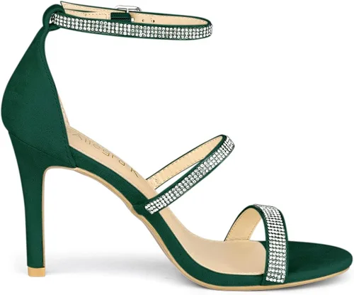 Miniatura 6 de Allegra K Sandalias de tacón con diamantes de imitación para mujer