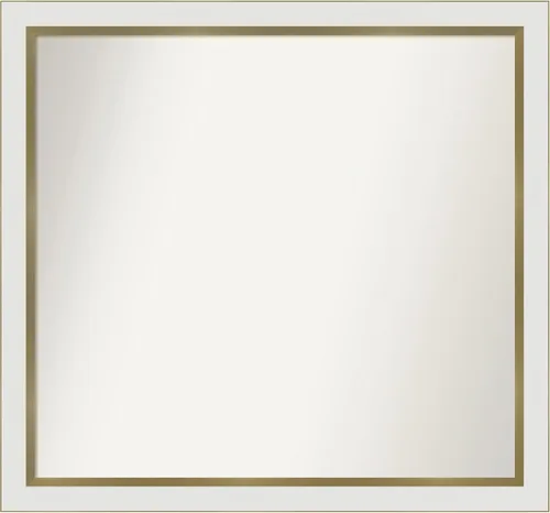 Miniatura 42 de Amanti Art Espejo de baño blanco para sobre el fregadero, 30 x 35 pulgadas, espejo de tocador rectangular estrecho de Eva de oro blanco, marco