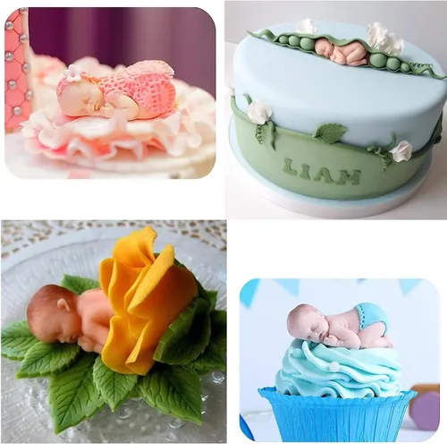 Miniatura 3 de Molde de silicona para fondant de bebé durmiendo para decoración de pastel de cumpleaños, baby shower, chocolate, cupcake, caramelo, azúcar