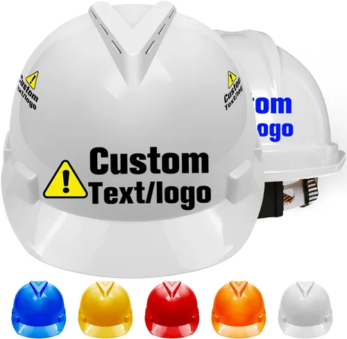 Cascos duros personalizados para hombres, logotipo personalizado, casco de seguridad, gorra de construcción, suspensión de trinquete ajustable Blanco
