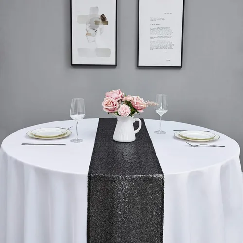 Miniatura 6 de Hahuho - Camino de mesa de lentejuelas con brillantina, para fiestas, bodas, baby shower, despedida de soltera, decoración de eventos