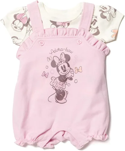 Miniatura 7 de Disney Overol corto de rizo francés para niñas jóvenes, camiseta y sombrero, traje de 3 piezas, tallas de recién nacido a bebé (0-24 meses)