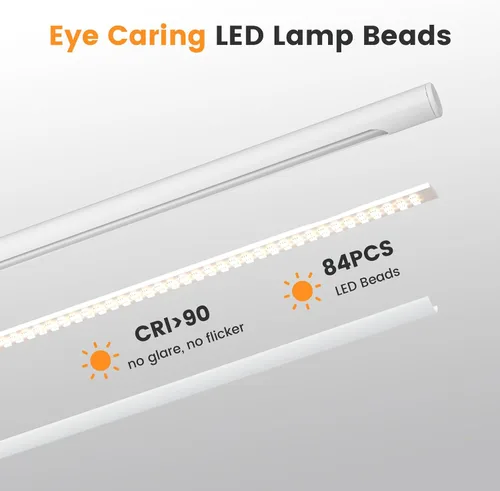 Miniatura 5 de Lámpara de Escritorio LED Blanca - Luz de Escritorio Industrial Plegable para Oficina en Casa, Lámpara de Mesa Regulable de 15W para Lectura