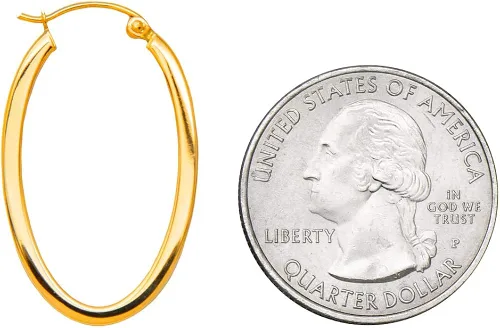 Miniatura 4 de Aretes de aro ovalados de oro de 14 quilates, (1.220-2.047in) (tubo de 0.079in)