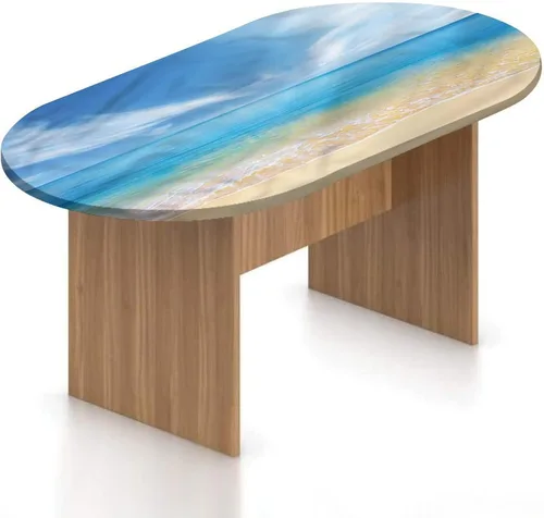 Miniatura 25 de XISUNYA Mantel ovalado ajustable para mesa de patio, poliéster elástico en el océano, mantel ajustable con estampado de tranquilidad para temporada