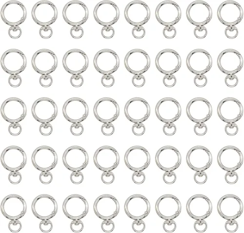 Juego de 40 ganchos redondos de resorte, accesorios de bricolaje, anillos o hebillas, clips para bolsos, monederos, llavero con ojal fijo