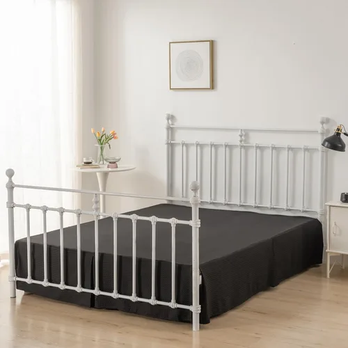 Miniatura 3 de Falda de cama tamaño Full - Faldones de 30 cm de caída con esquinas divididas, falda de cama plisada con textura de gofre, ajustable para el polvo