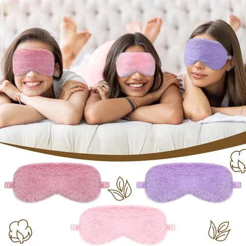 Miniatura 4 de Geyoga 8 máscaras de ojos de felpa a granel para dormir, máscara de ojos de piel sintética, recuerdos de fiesta de pijamas, máscaras para mujeres