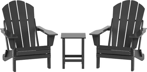 Miniatura 36 de WO Home Furniture - Juego de 3 sillas plegables para exteriores, mesa auxiliar, resistente a la intemperie y a los rayos UV, para césped, jardín