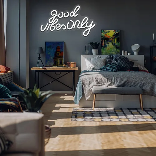 Miniatura 5 de Good Vibes Only - Letreros de neón para decoración de pared, luces de neón, letreros LED adecuados para sala de estar, bar de cerveza, sala de Blanco