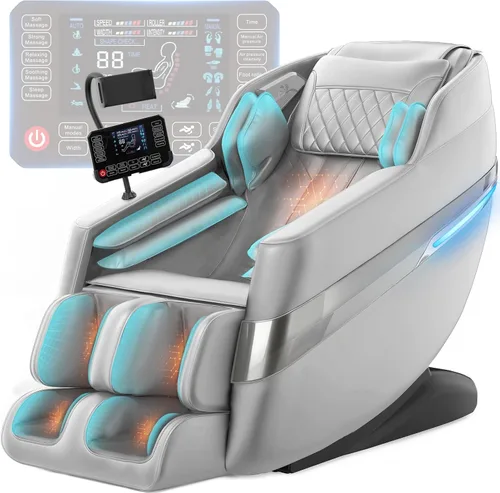 Miniatura 8 de FURNIMAT Silla de masaje de cuerpo completo, silla de masaje Shiatsu 3D SL-Track de gravedad cero con control AI, escaneo corporal, bolsas de aire