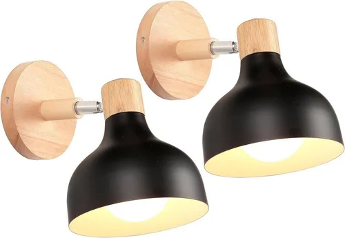 Miniatura 24 de Lámpara de pared E27 retro regulable escandinava para dormitorio, sala de estar, pasillo, cocina, iluminación interior (Amarillo, 2 piezas)