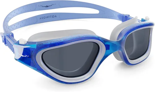 Miniatura 47 de AqtivAqua DX - Gafas de natación con visión amplia para adultos, hombres y mujeres, antiempañamiento y sin fugas Gafas negras + funda plateada