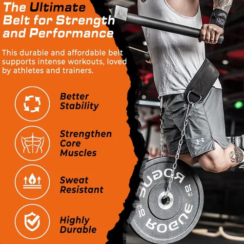 Miniatura 5 de LARA STAR Dip Belt for Weightlifting, Weight Belt for Pull-Ups, Powerlifting, Squats, and Bodybuilding – Heavy-Duty Steel Chain, Neoprene Support