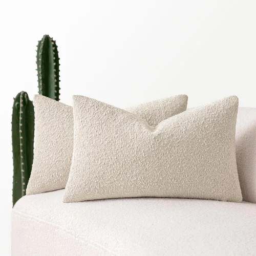 Miniatura 16 de MIULEE - Juego de 2 fundas de almohada decorativas con textura de bucle, de 50 x 50 cm, para sofá y cama, almohadas de invierno neutras, fundas