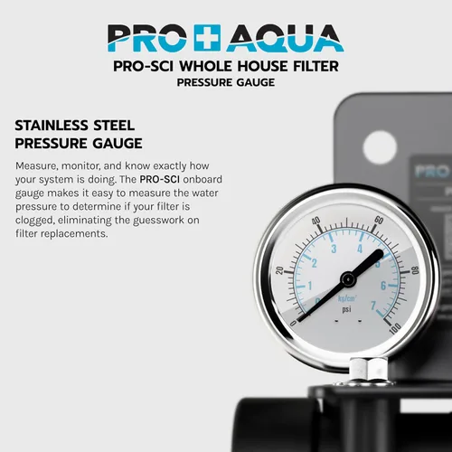 Miniatura 4 de PRO+AQUA PRO-SCI - Sistema de filtro de agua con infusión de carbono de una sola etapa para toda la casa con manómetro Elimina el 99% del cloro