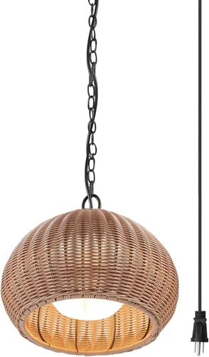Miniatura 14 de GLOBE Electric 67000102 Lámpara colgante de 2 luces, negro mate, pantalla de hilo de papel, cable de tela trenzada, iluminación de isla de cocina