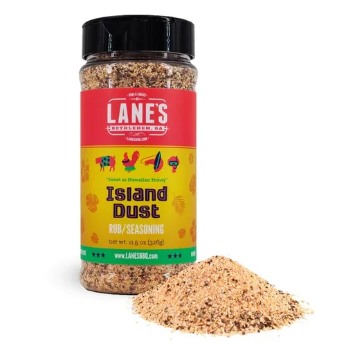 Lane's Island Dust Rub Alaea - Sal de condimento de sal marina hawaiana, especia de sal roja hawaiana para mariscos y carne, fabricada en Estados
