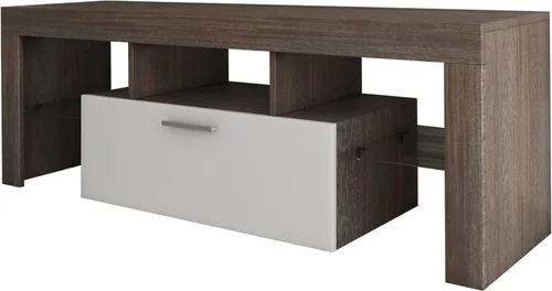 Miniatura 4 de Olela Soporte de TV con luces LED, consola de TV moderna para centro de entretenimiento, armario de TV minimalista de madera con cajón