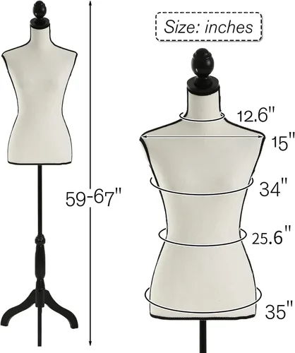 Miniatura 7 de HCY Maniquí de maniquí de torso y soporte para maniquí, forma 60-67 pulgadas, maniquíes ajustables en altura, cuerpo femenino, muestra la base