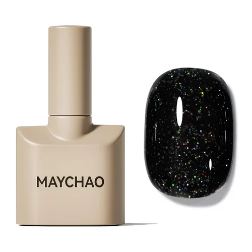 Miniatura 23 de MAYCHAO Esmalte de uñas de gel con purpurina de oro rosa de 0.5 fl oz, 1 esmalte de gel de oro rosa brillante, esmalte de uñas LED UV, arte de uñas