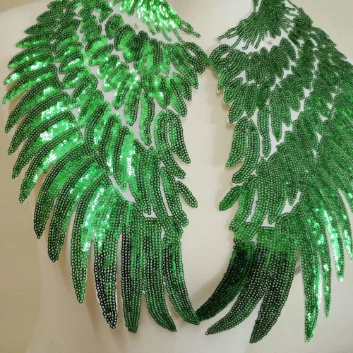Miniatura 2 de 1 par de parches de lentejuelas de alas de ángel doradas y plateadas para ropa, parche bordado para planchar, apliques de accesorios de Navidad