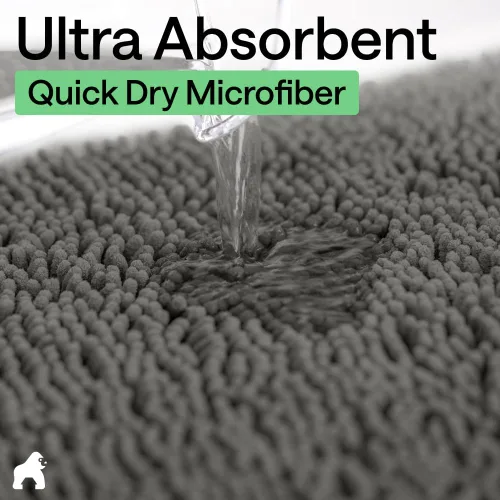 Miniatura 6 de GORILLA GRIP - Alfombra de baño de felpa absorbente y peluda con respaldo de goma para base ovalada de inodoro, alfombras lavables a máquina, suaves