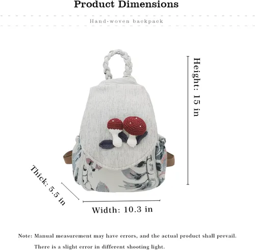 Miniatura 38 de HUANGGUOSHU Mochila de algodón tejida de algodón bohemio con bordado de lona estilo bohemio con múltiples bolsillos retro linda mochila cartera