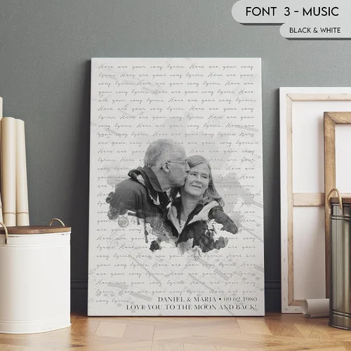 Miniatura 8 de SANTANNA Letras de música personalizadas, impresiones artísticas para decoración de pared (amor clásico y aniversario de canción favorita)