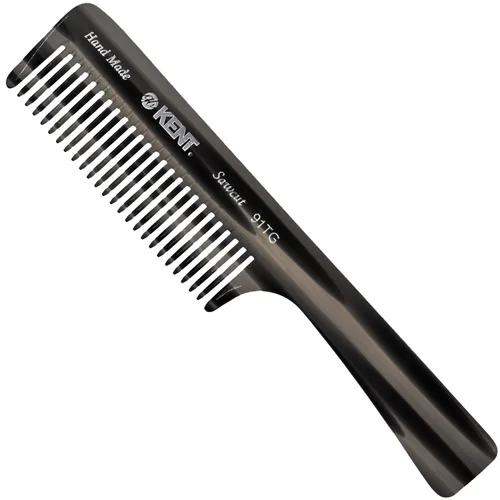 Kent Peine desenredante de dientes anchos de grafito negro 91T para cabello rizado y ondulado, para mujeres y hombres, peine de ducha de mango